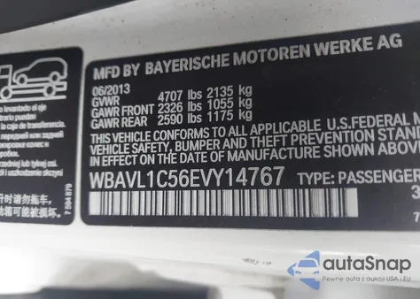 2014 BMW X1 xDrive28I from USA, damaged, VIN WBAVL1C56EVY14767